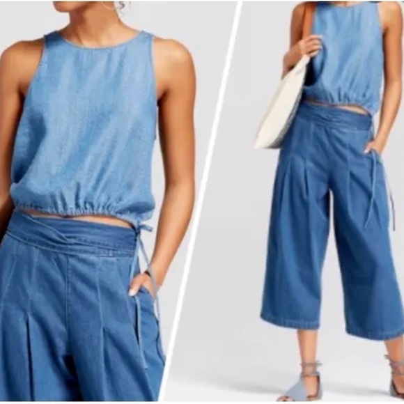 Universal Thread Size Small Drawstring Chambray Patterned Tank Top - Picture 2 of 7